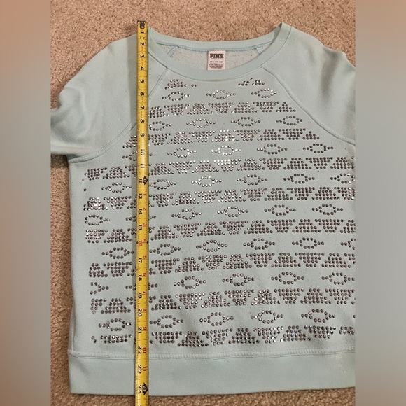 Flawed VS PINK turquoise studded sweatshirt size XS - Picture 10 of 12